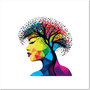 Dot day tree head profile art teacher student colorful design Posters and Art